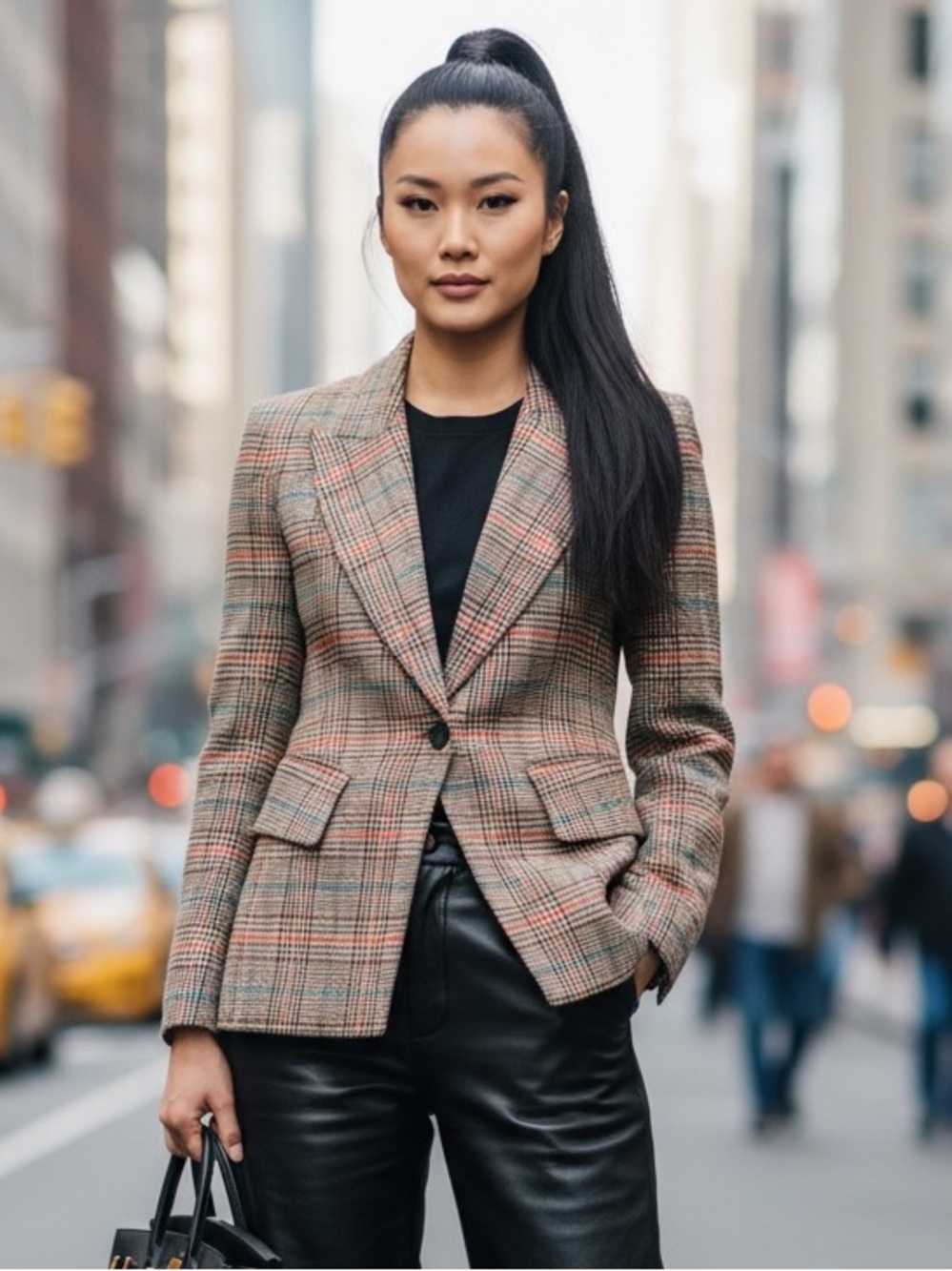Smythe Multi Glen Plaid Print Check Lounge Blazer Neutral Tan Multi Size 6